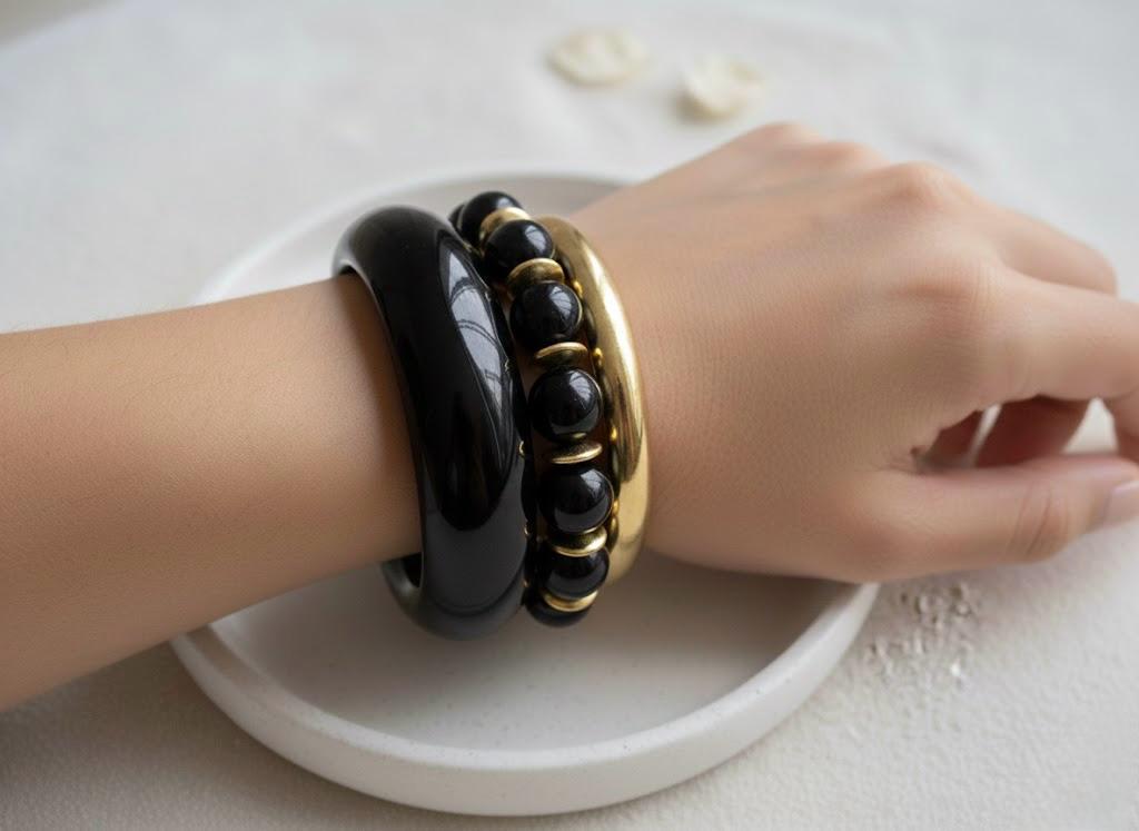 Black Resin Bangle Set