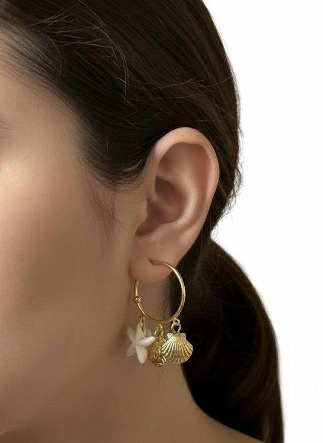 Shell Charm Hoops