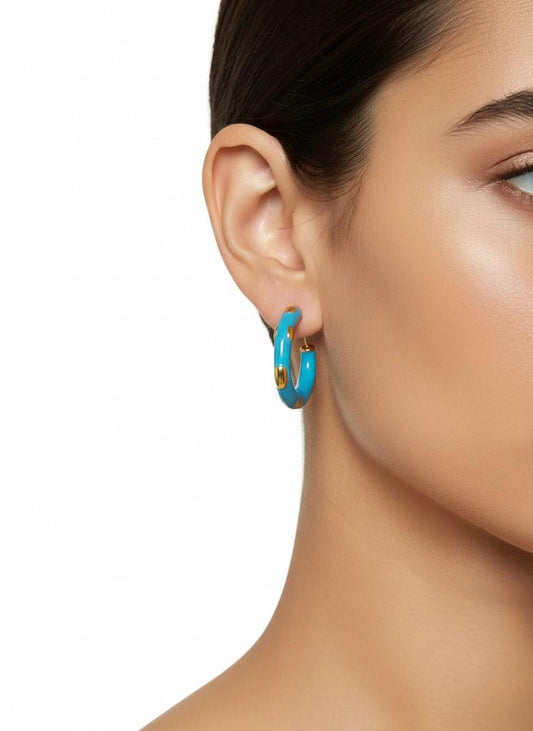 Blue Enamel Hoops