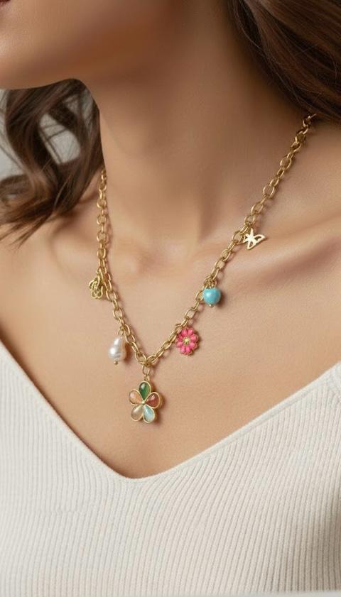 Flower Charms Necklace