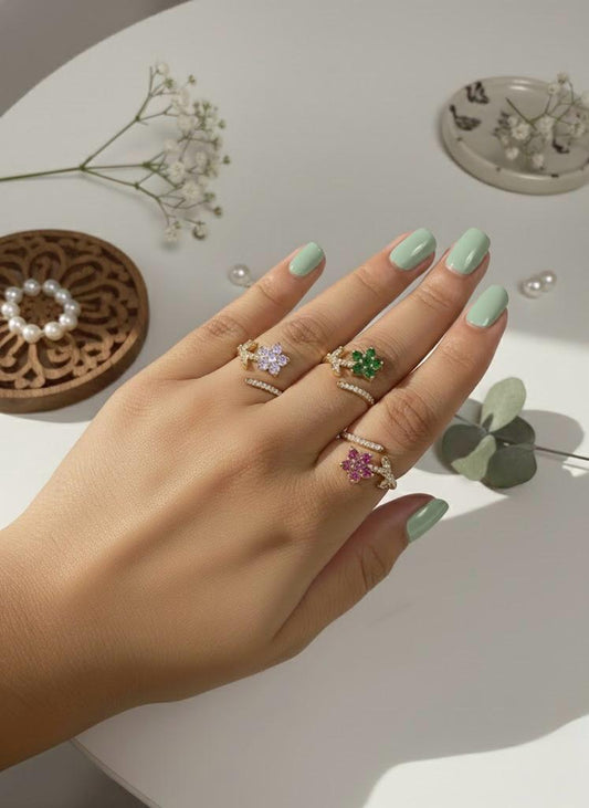 Floral crystal Ring