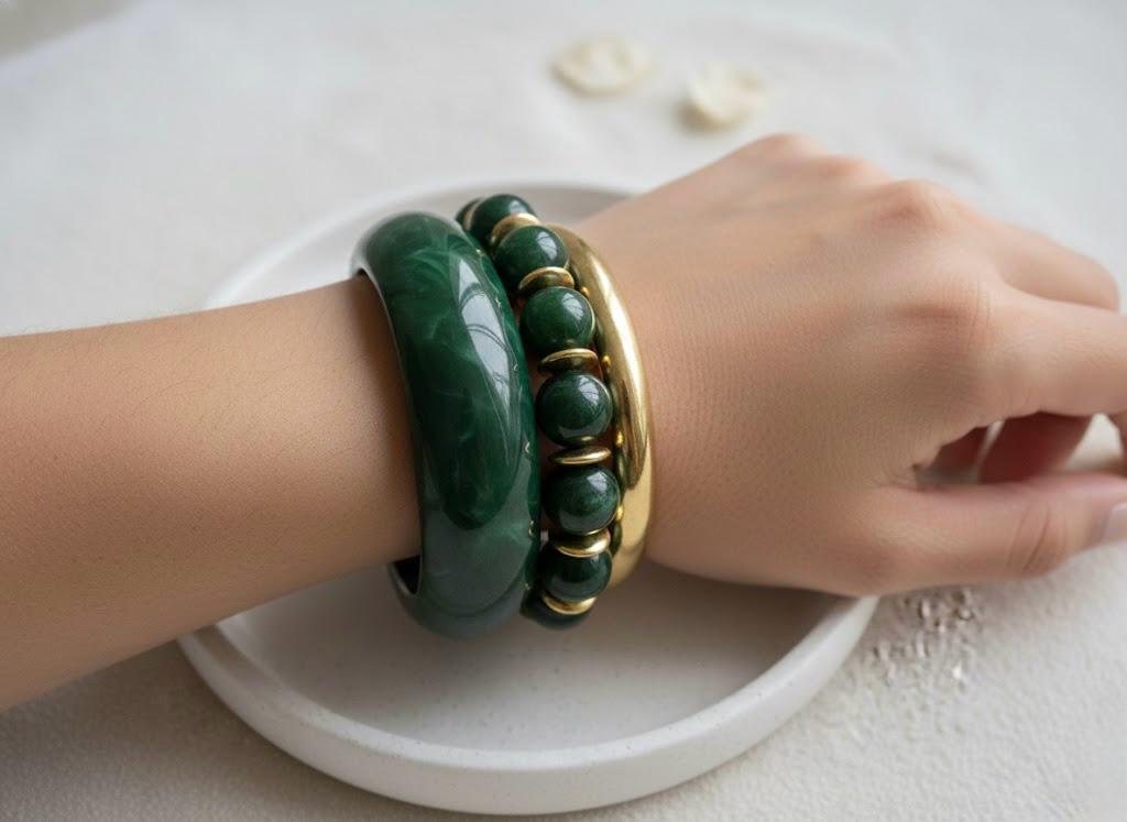 Green Resin Bangle Set