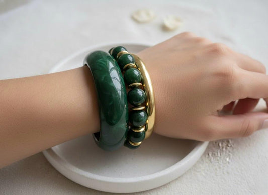 Green Resin Bangle Set