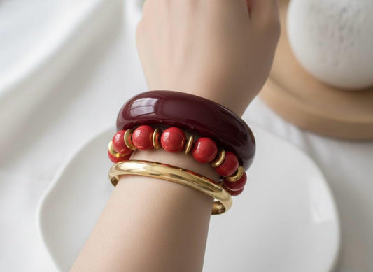 Red Resin Bangle Set