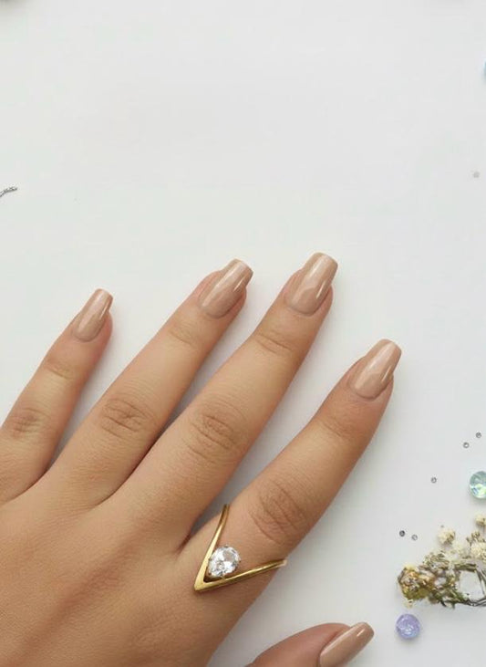 V shape Solitaire Ring