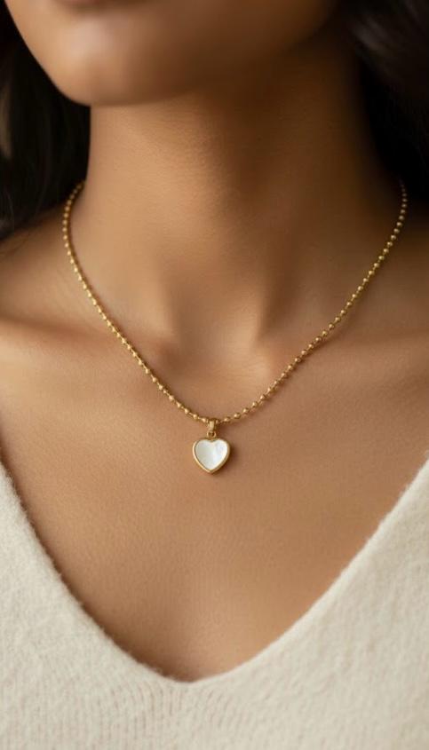 White Heart Necklace